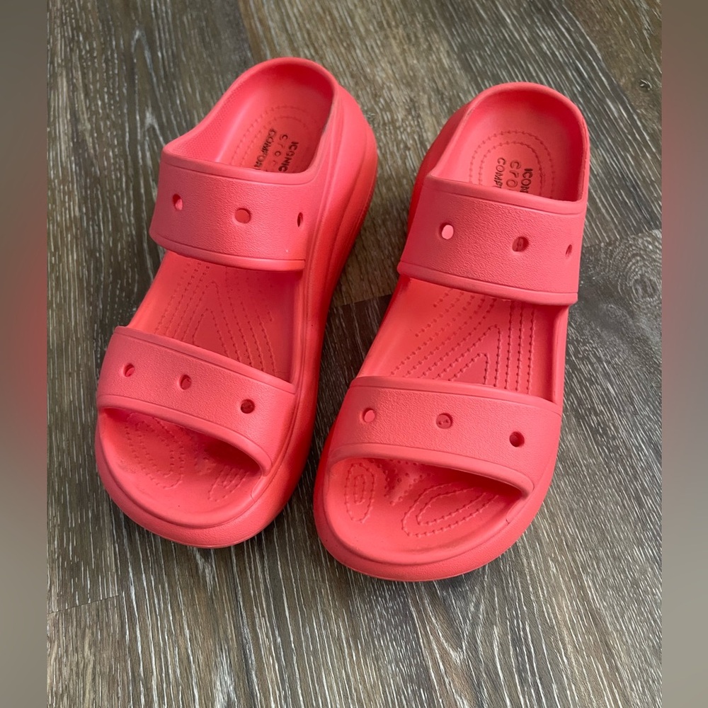 CROCS Women's Platform Slide Sandals in Coral Pink